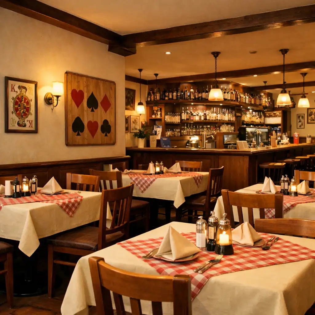 Interiér restaurace Chutná Stůl s teplým dřevěným nábytkem a prostřenými stoly